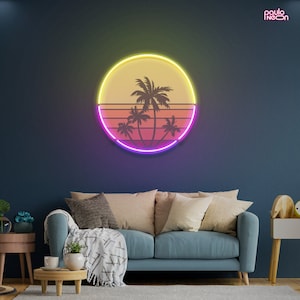 Sunset Retro Neon Sign, Neon Sign Custom, home decor, neon sign wall art, Living room wall decor, Neon Sign bedroom, Home Gifts