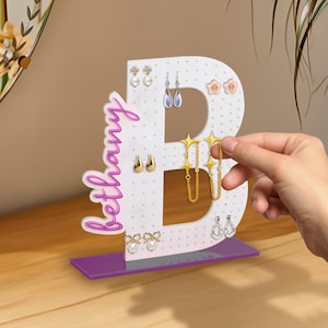Acrylic Jewelry Organizer, Personalized Earring Holder - Birthday Gift for Her, Custom Earring Display, Teenage Girl Gifts, Gifts for Mom