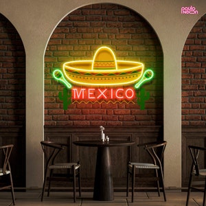 Mexico wall decor restaurant, Custom Neon Sign, Neon Sign Decor, Neon Logo Sign, Custom Coffee Shop Sign, Restaurant Led Light