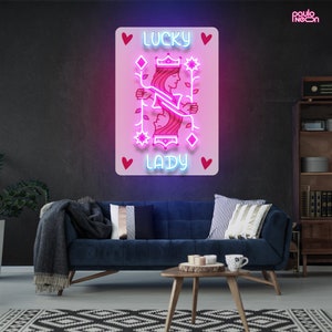 Poker Neon Sign Queen Card, Neon Sign Custom, home decor, neon sign wall art, Living room wall decor, Neon Sign bedroom, Home Gifts