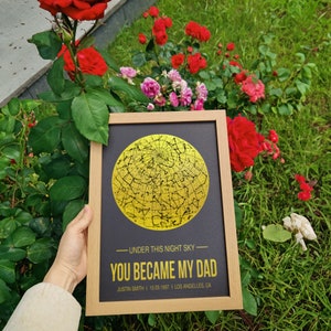Vaderdagcadeau van dochter, The Night You Became My Daddy Star Map Children Cadeau voor papa Vaderdagcadeau van kinderen Cadeaubord Beste vader