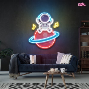 Music Astronaut Custom Neon Sign, Neon sign Artwork,  Neon Sign Custom,  bedroom wall decor,  living room wall decor, Neon Sign, Home Gifts