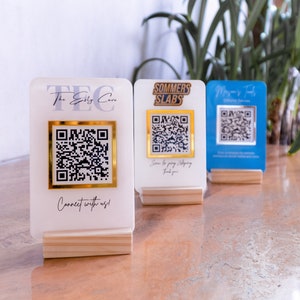 Mini QR-codebord | Betaalbord | QR-code voor sociale media l Media QR-codebord | Schoonheidsteken | Salonbord l Aangepast bedrijfslogobord