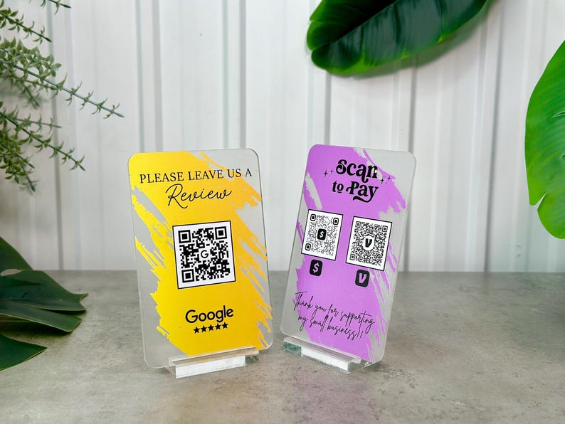 Mini QR Code Sign, Business Social Media QR Code Sign, Scan to Review
