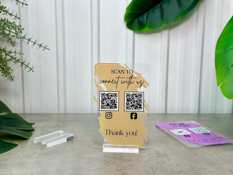 Mini QR Code Sign, Business Social Media QR Code Sign, Scan to Review