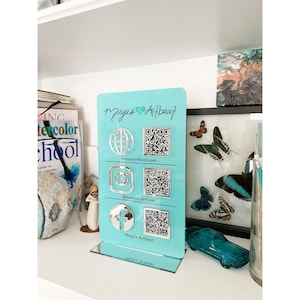 Custom Acrylic QR Code Sign: Business Logo & Social Media Icons