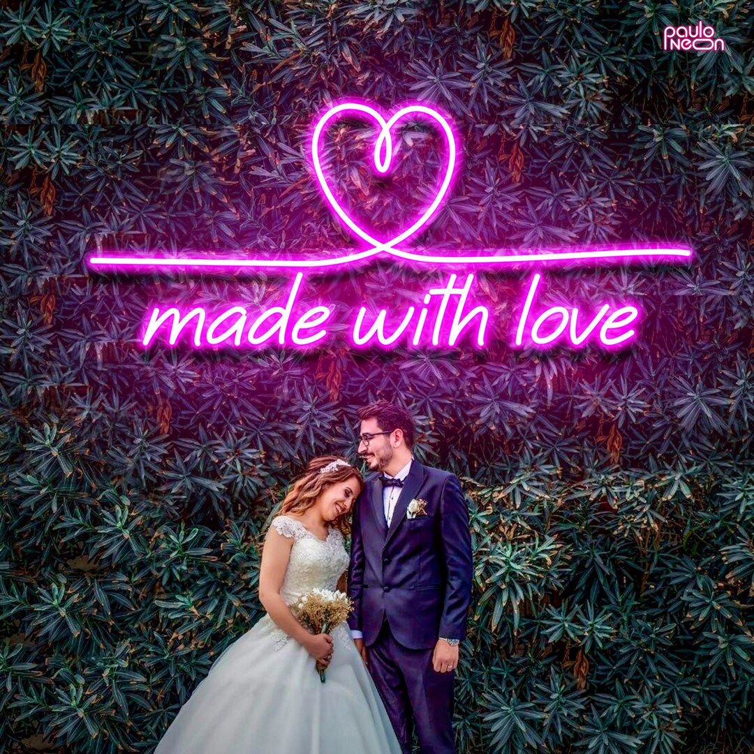 Custom Wedding Sign Made With Love, Wedding Neon Sign With Heart ...