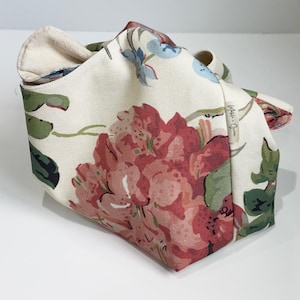 Floral Linen Fabric Book Bag: Dorchester Royal British Fabric, XL Storage