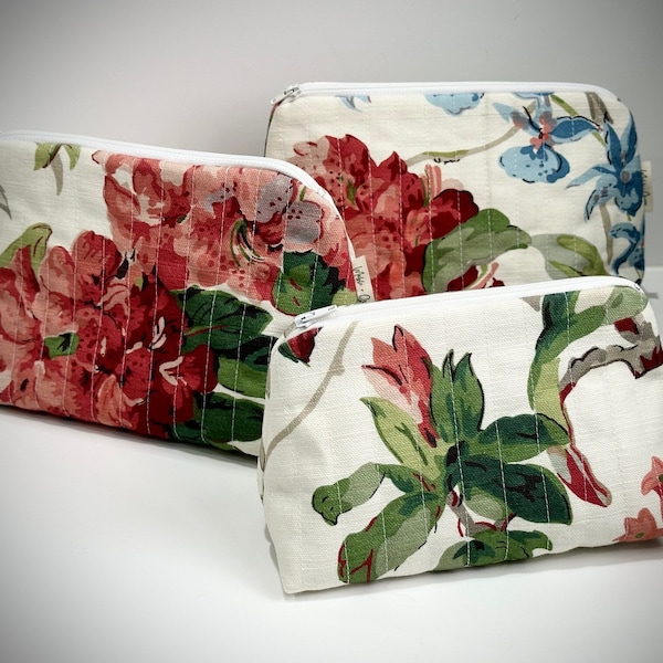 Dorchester Quilted Makeup Bag | Cosmetics Storage | Wash Bag | Handcrafted | Mother's Day Gift | Handcrafted Floral Toiletry Bag
