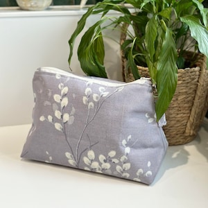 XL Large Wash Bag | Laura Ashley Pussy-Willow Fabric in Pale Iris | XL Makeup Toiletry Cosmetics Bag | Waterproof Lining | Travel Essentials