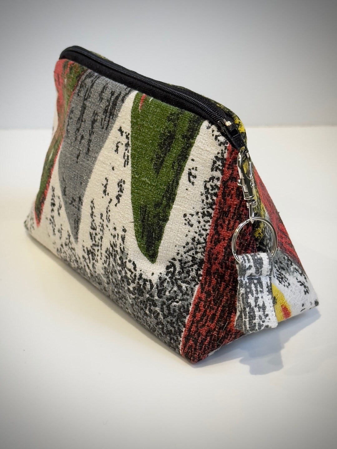 Vintage Barkcloth Fabric Makeup Bag Abstract Toiletry Bag Etsy