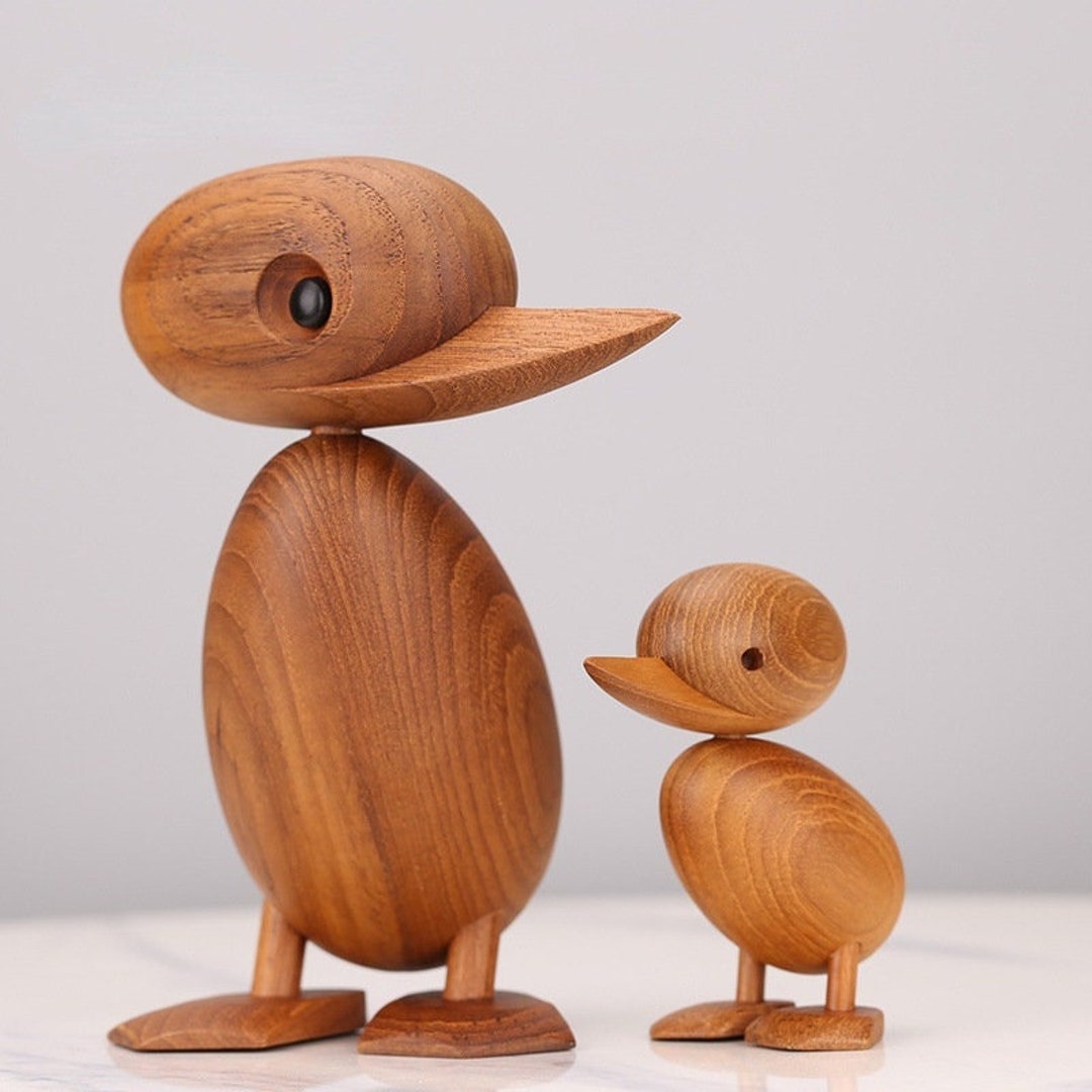 Wooden Duck Figurines Wood Carved Animal Figurines for Home Etsy