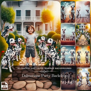 Hundeparty Digital Art: 30 Dalmatiner Fotografie Kulissen zum sofortigen Download - Perfekte Geburtstagskarte Hintergründe Fine Art Prints