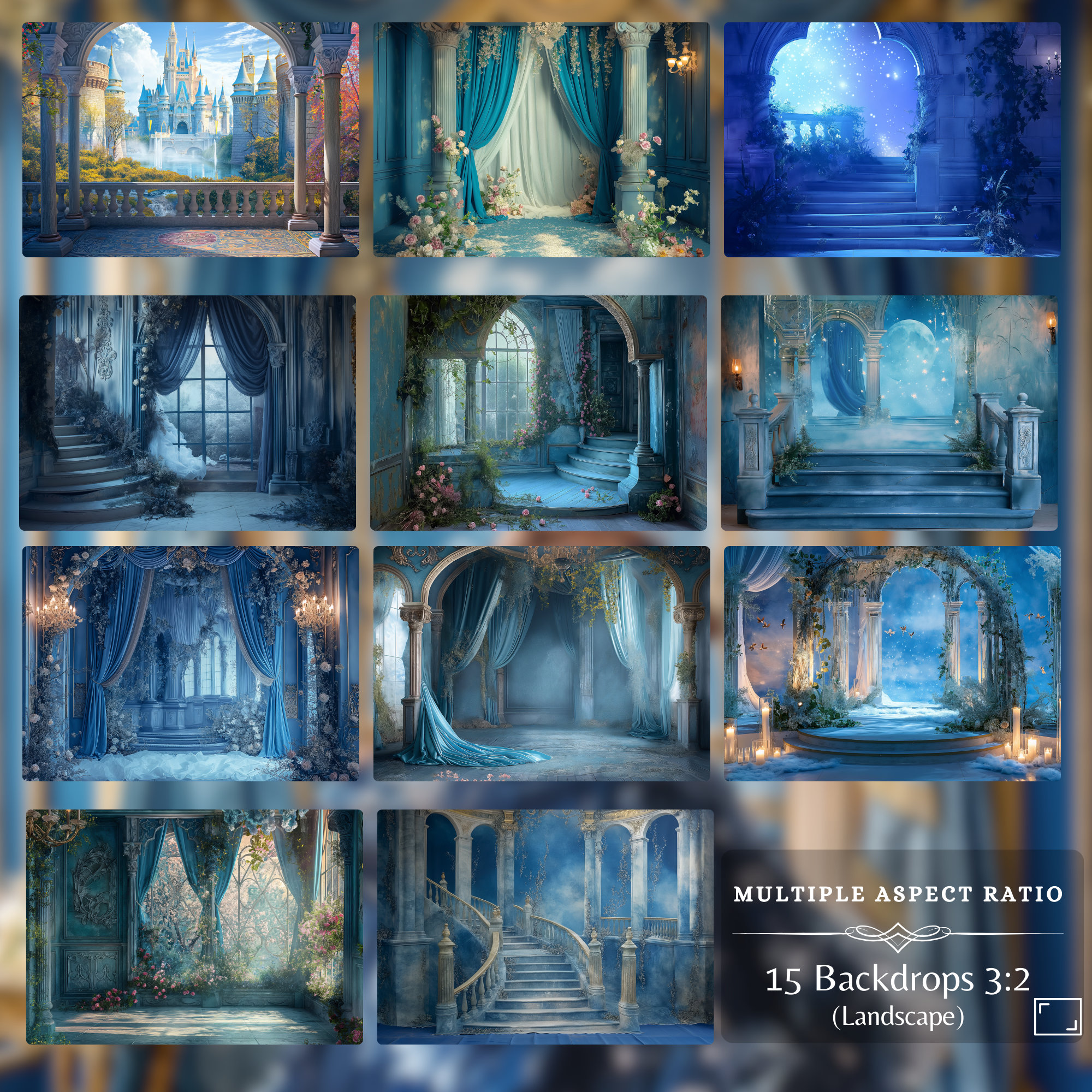 Cinderella Room Digital Backdrops: 30 Cinderella Castle Magic Kingdom ...