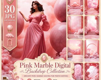 Achtergronden met marmeren bogen, 30 roze achtergronden in verschillende tinten roze voor zwangerschapsfotografie en kunstfotografie, direct te downloaden digitale achtergrond