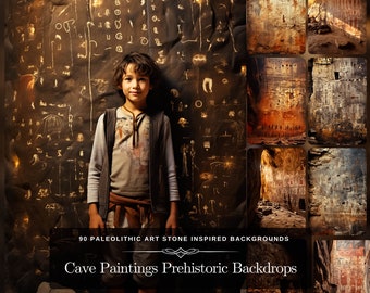 Höhlenmalereien Prehistorischer Kunst Spaß Backdrop: 90 Paläolithische Kunst Steinzeit-braune Backdrop-Sammlung mit Höhlenmensch-inspirierten Hintergrundbildern
