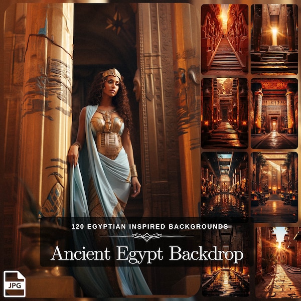 Ancient Egypt Photography Backdrop: 120 Egyptian Backdrop with Giza Pyramid, Pharaoh Bust, Sphinx design and Mummy Decor as Photo Background