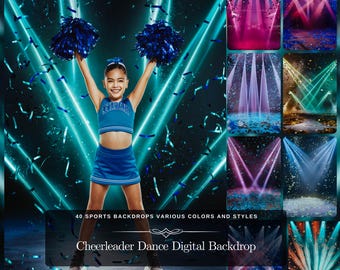 Digitale achtergrond cheerleaderdans: 40 sportachtergronden voor Memory Mate, senior poster of sportbanner, jpg-bestanden, HD Instant Download-bestanden
