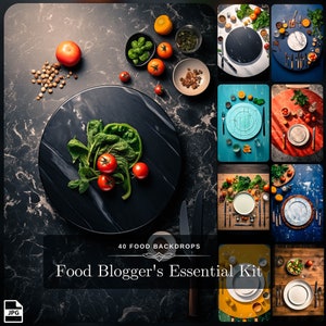 40 Premium Food Photography Backdrops | Food Bloggers, Instagram, Pinterest Culinary Art |Table Digital Mock Up | Cooking Kit | Texture| JPG