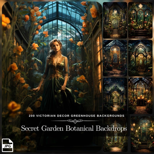 Secret Garden Botanical Art: 200 Victorian Decor Greenhouse Design as Whimsical Garden Floral Backdrops Mega Pack for Fine Art Photography