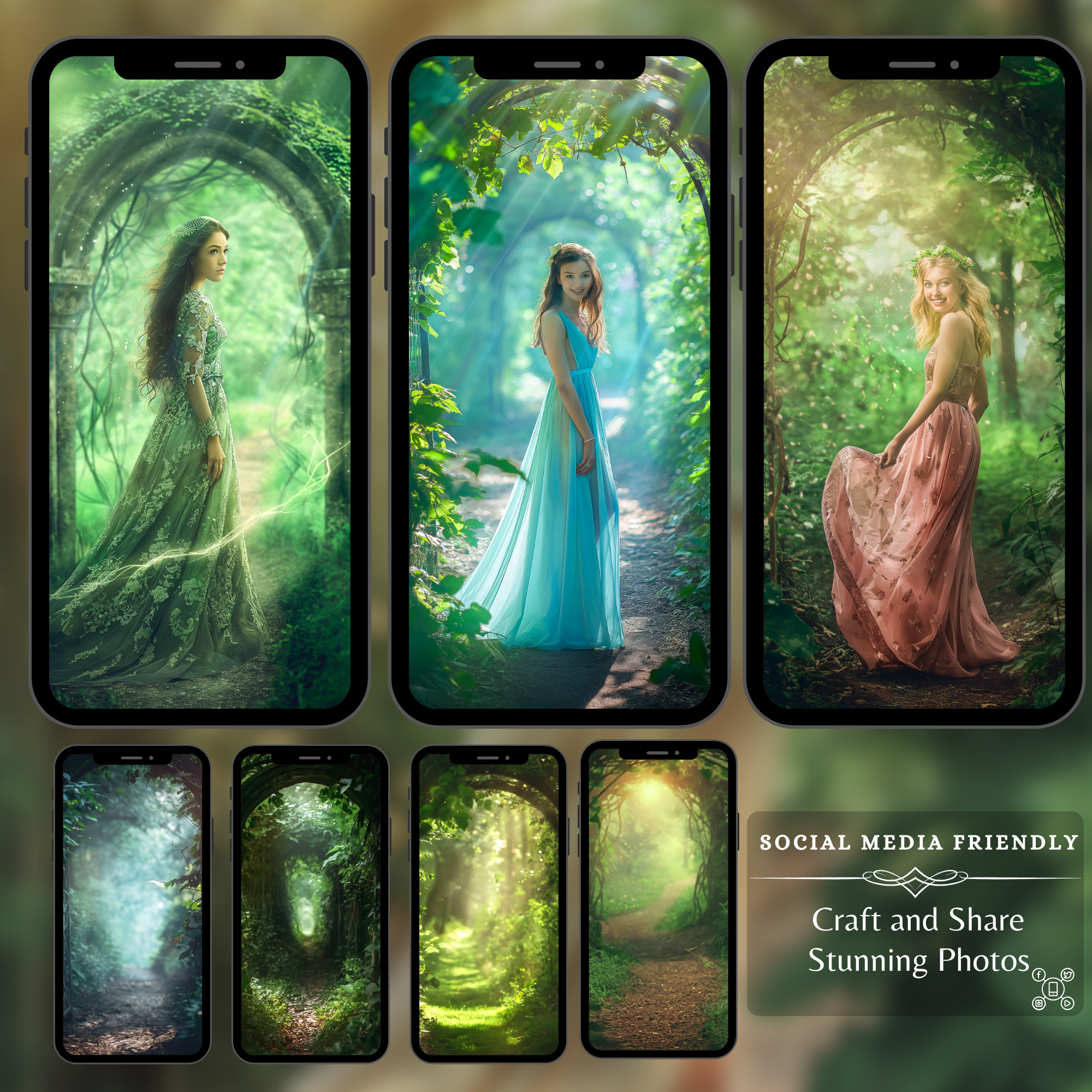 Lush Greenery Forest Archway Digital Backdrops: 30 Enchanted Forest for ...