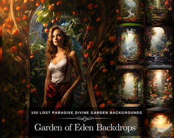 Garten Eden Lost Paradise Peaceful Backdrop Set: 100 Göttlicher Garten mit verbotenen Früchten & Baum des Lebens Hintergrundbildern für mystische Kunst