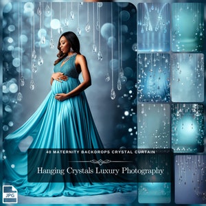 Hanging Crystals Luxury Photography Digital Backdrops: 40 Maternity Backdrops of High Resolution Crystal Curtain JPG Files Instant Download