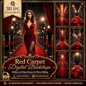 Toile de fond du tapis rouge des stars hollywoodiennes pour les réseaux sociaux : 30 collections premium à téléchargement numérique pour des soirées à thème ou des événements avec des stars de cinéma
