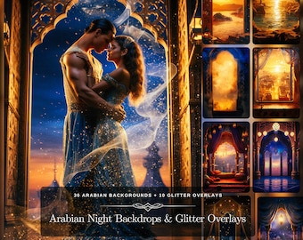 Toile de fond Arabian Nights Arches : 30 toiles de fond de style arabe style rideau avec 10 superpositions de paillettes pour la retouche de photographies d&#39;art
