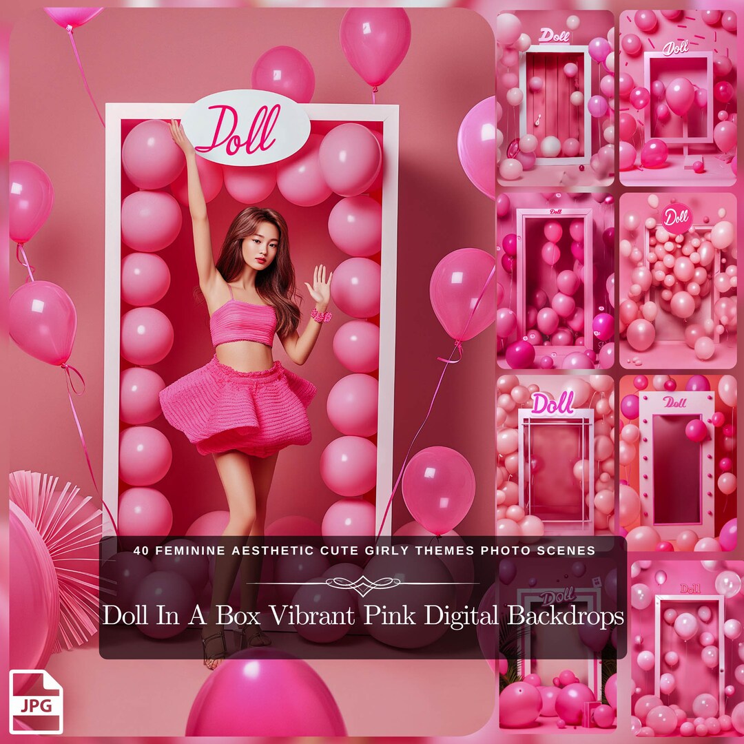 Doll in A Box Vibrant Pink Digital Backdrops: 40 Feminine Aesthetic ...