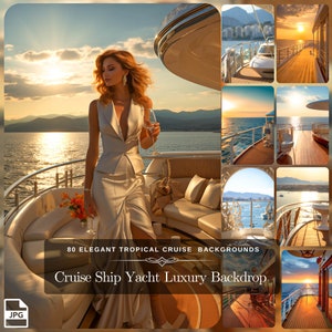 Cruiseschip jachtfeest luxe achtergrond: 80 Sailor Party fotografieachtergrond als vrijgezellenfeest tropische cruise Photo Booth Prop