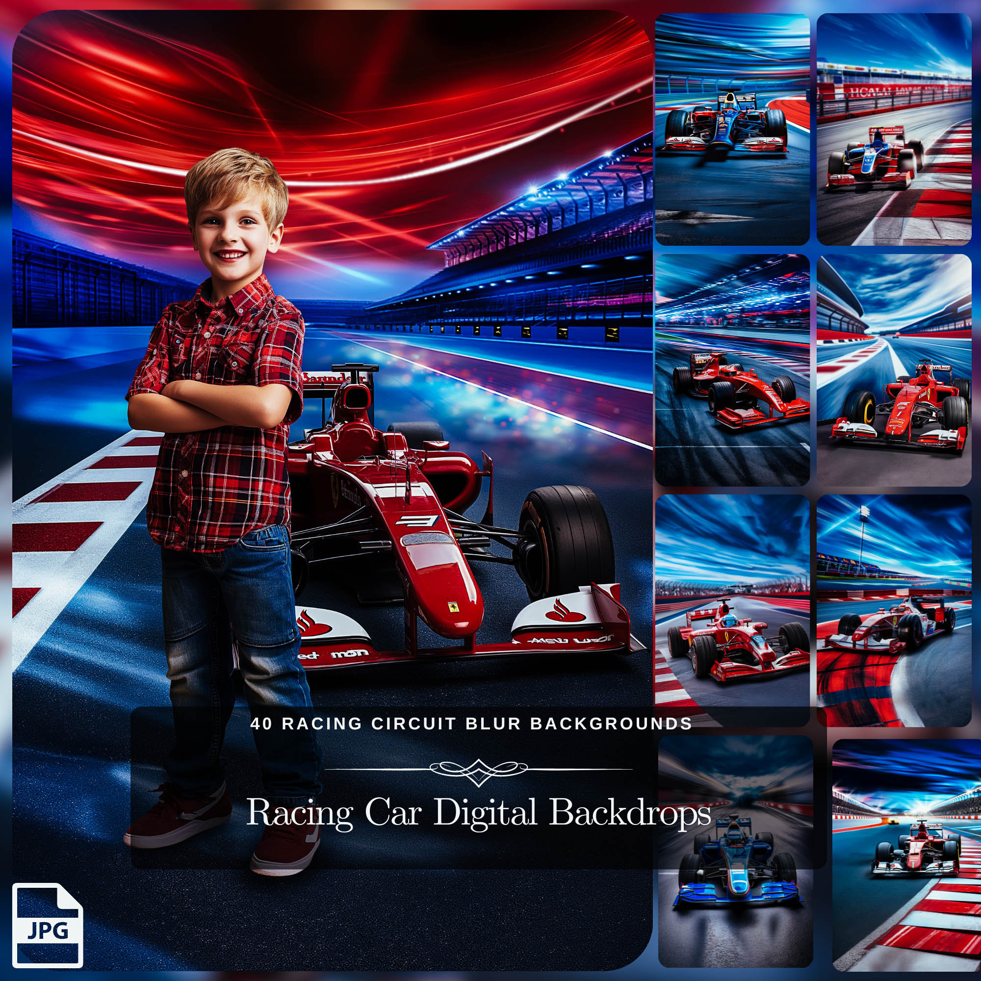 Teams Backdrops Racing Racing Car Digital Backdrops: 40 Racing Circuit Blur Backgrounds for ...