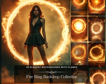 Feuer Ring Backdrop Collection: 30 Feuer Digital Art JPG Dateien für Studio Mutterschaft Fotobearbeitung Fine Art Backdrops Instant Download