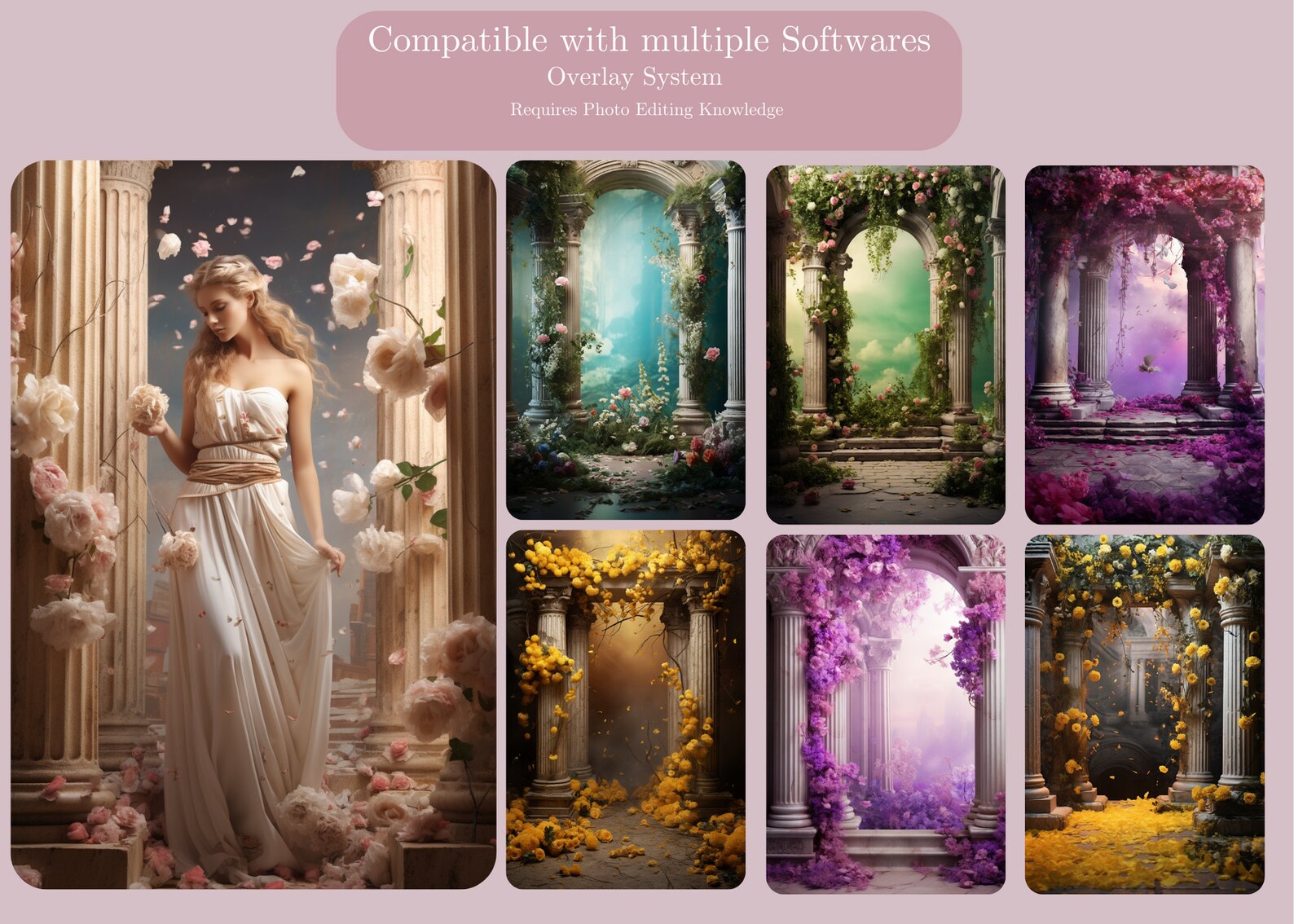Spring Greek Backgrounds Elegant Greek Arch Backdrop With Spring Florals: 20 God Goddess Statue ...