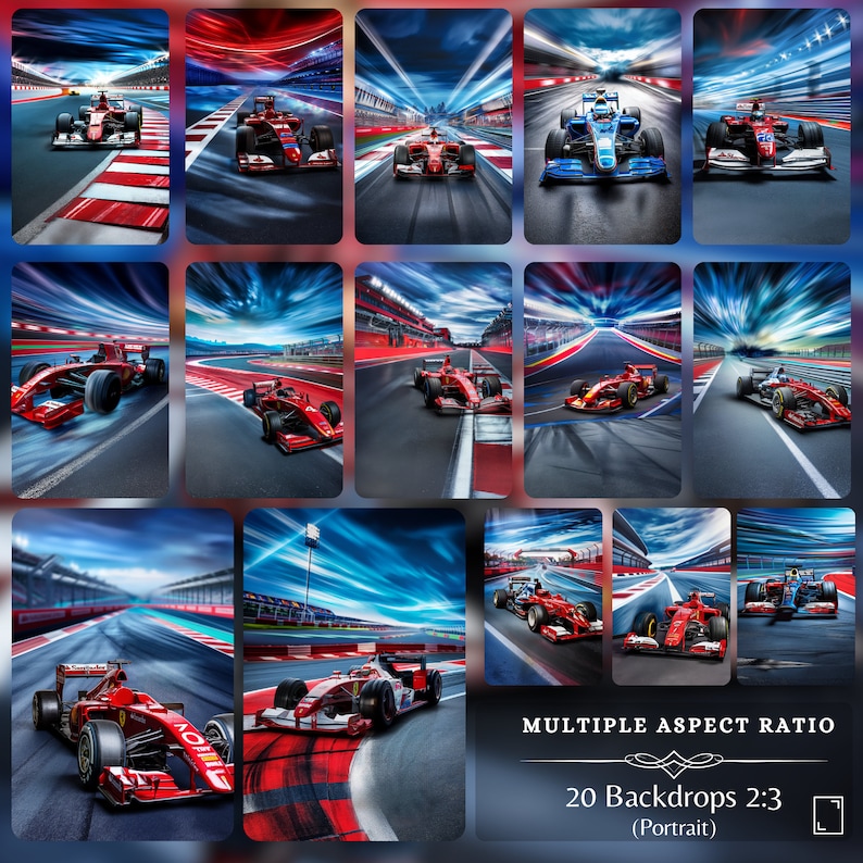 Racing Car Digital Backdrops: 40 Racing Circuit Blur Backgrounds for ...