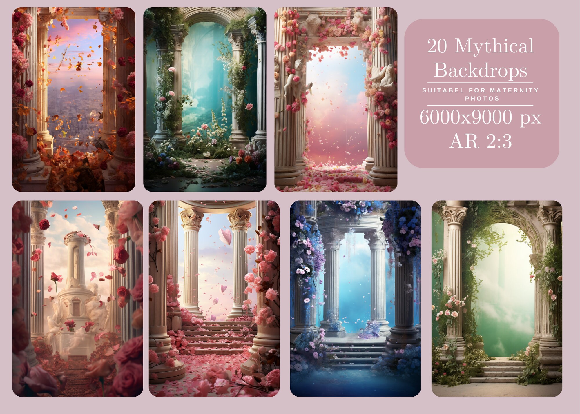 Spring Greek Backgrounds Elegant Greek Arch Backdrop With Spring Florals: 20 God Goddess Statue ...