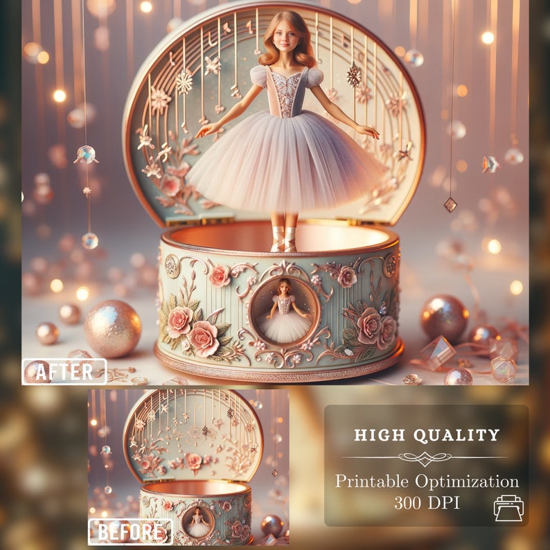 Exquisite detailing in a music box backdrop, highlighting the transformative effect it has when applied in a creative composition.