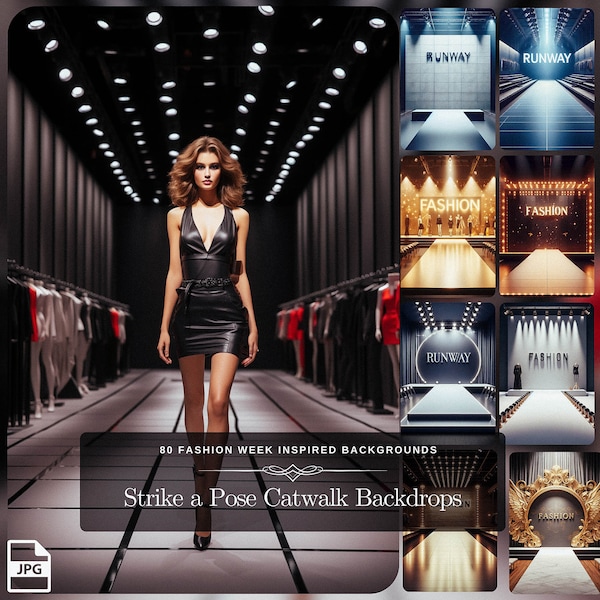 Strike a Pose Catwalk Collection Events Backdrop: 80 Runway Avenue Fashion Week Elegant Background for Fashion Photographer Photoshoot Props