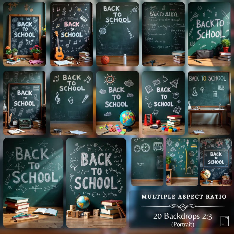 Back to School Chalkboard Art Photo Backdrop: 40 Classroom Theme ...