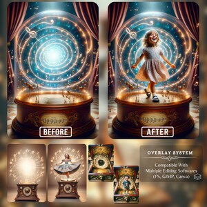 Captivating before-and-after depiction, showcasing the transformative power of the magical musical backdrops in creative compositions.