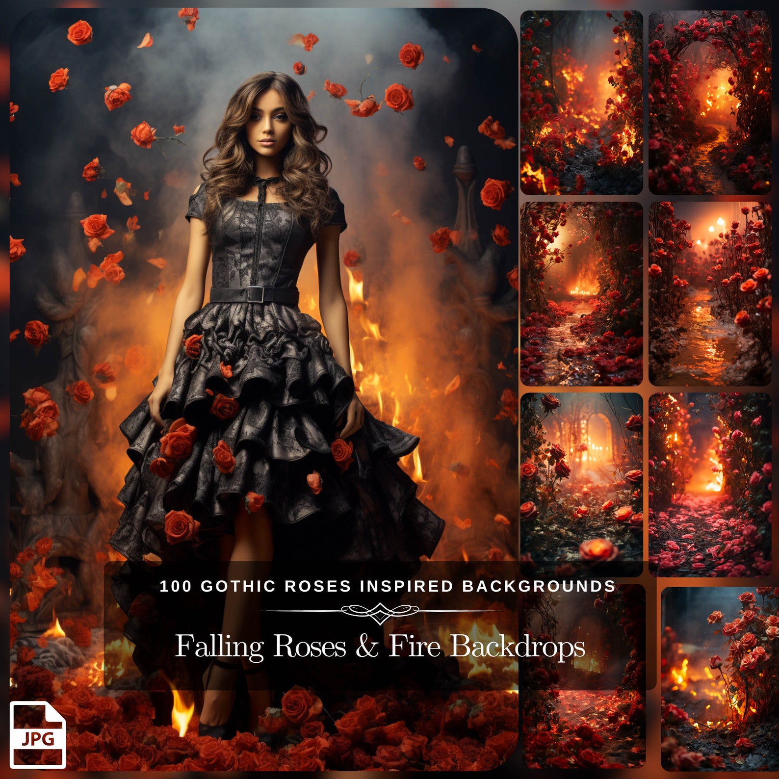 Falling Roses Background Images: 100 Dusty Rose Flowers on Fire ...