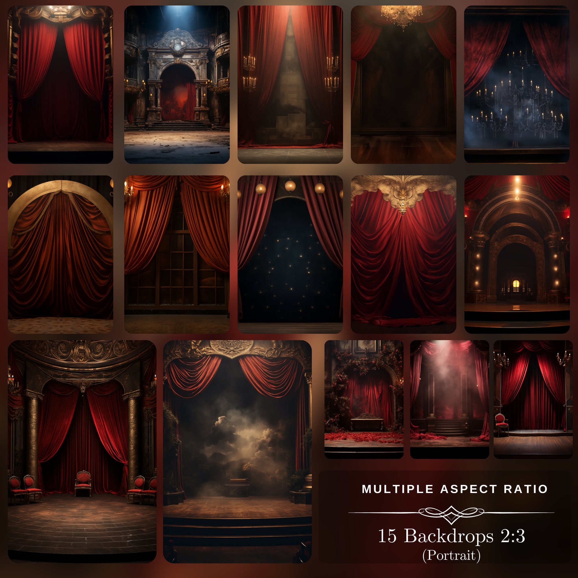 Stage Backdrop & Dust Overlay: 30 Red Curtain Backdrops for Fine Art ...
