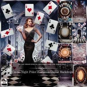 Décors numériques Casino Night Poker Essentials : 40 arrière-plans numériques Las Vegas - accessoires pour photomaton Retouche de photos fichiers JPG téléchargement immédiat