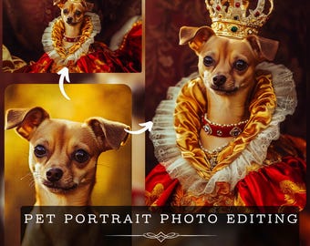 Königliches Haustierporträt Fotobearbeitung: Personalisierte Geschenke von Haustier Renaissance Porträt vom Foto Digitaler Download Benutzerdefinierte Rahmen Lustige Geschenke Kunst