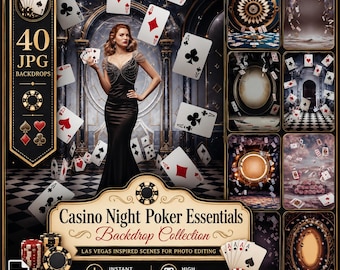 Kasino Nacht-Poker Essentials Digitale Kulissen: 40 Las Vegas Digitale Hintergründe - Fotostand Requisiten Fotobearbeitung JPG Dateien Sofort-Download