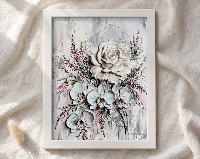 First Frost | Textured Floral Digital Wall Art | Botanical Printable Artwork