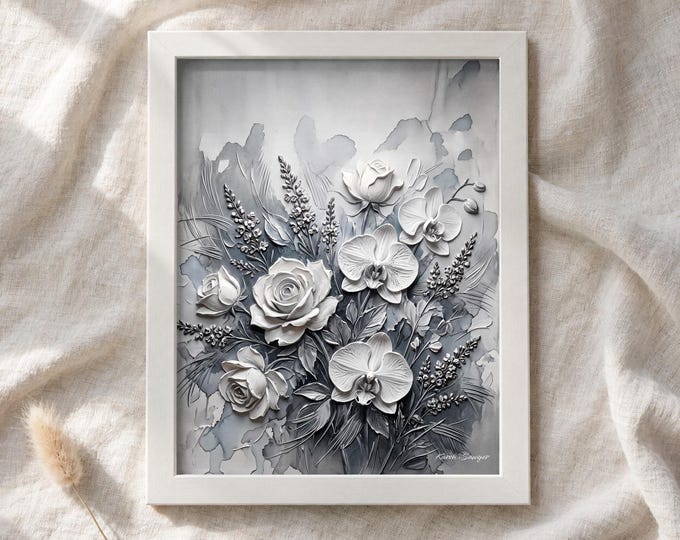 Forever in Bloom | Textured Floral Digital Wall Art | Botanical Printable Artwork