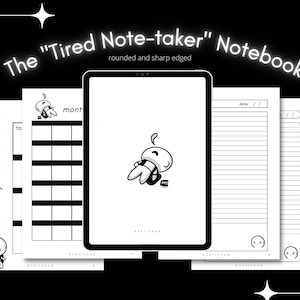 Minimalist- The &quot;Tired Note-taker&quot; Digital Notebook Korean Inspired Aesthetic Black White Notability Goodnotes Language Notebook