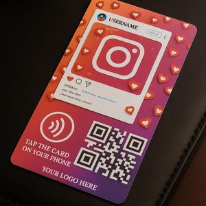 Cartão de acompanhamento NFC do Instagram – Toque para seguir – Cartão de visita digital com link de perfil do Instagram – Cartão de contato personalizado para mídia social