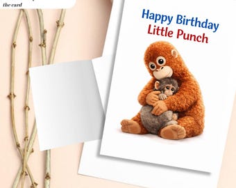 Little Punch Happy Birthday Card – Cute Monkey Punch A5 Greeting Card with White Envelope – Kids Birthday Gift